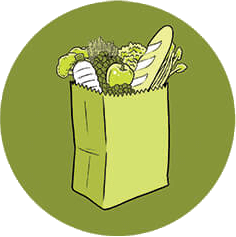 An illustration of a bag of groceries.