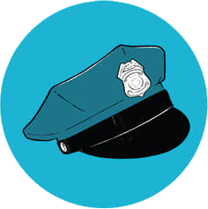 An illustration of a police hat.