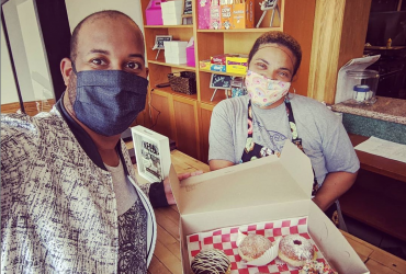  Organizer Nikolas Hill and Michelle Diggs of Blondie's Doughnuts get ready for the virtual Crawltimore Donut Crawl on Saturday, June 6. Crawltimore via Instagram 